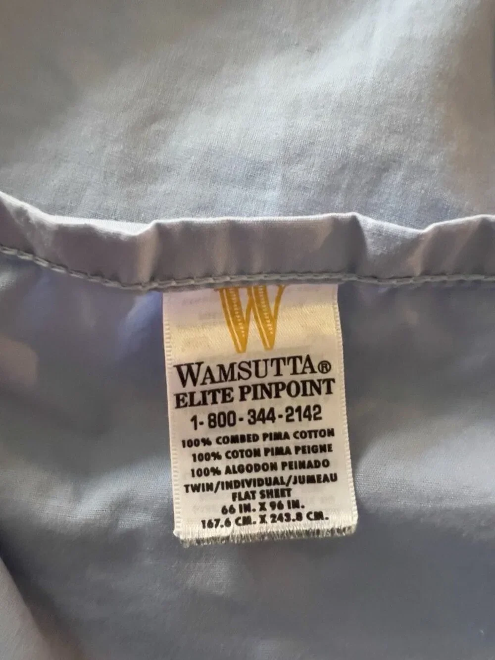 Wamsutta Elite Pinpoint TWIN FLAT Sheet 100% Pima Cotton Blue 66